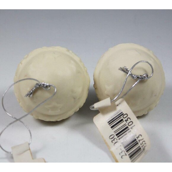 Provo Craft Lot of 4 Bisque Porcelain Ornaments Heart Jingle Bells Reindeer EUC - Picture 3 of 11